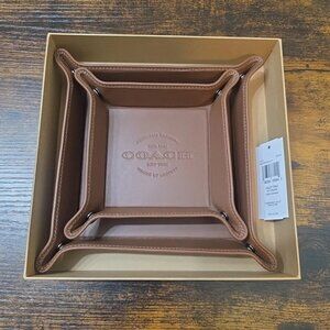 NWT Coach Boxed Valet Tray Set In Dark Saddle With Coach Gift Box